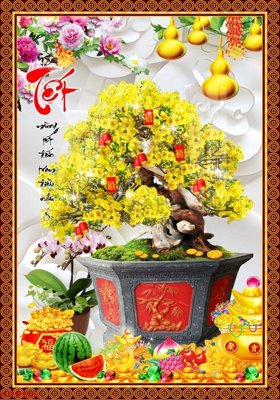 Tải file tranh gốc File tranh chậu mai bonsai 429BS chất lượng cao