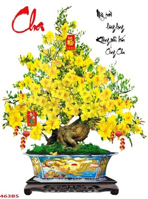 File in trần File tranh chậu mai bonsai 463BS (bản gốc) mây trời
