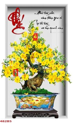File in trần File tranh chậu mai bonsai 482BS (bản gốc) trời sao