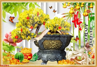 Download file gốc File tranh chậu mai bonsai 502BS (in mica) trang trí