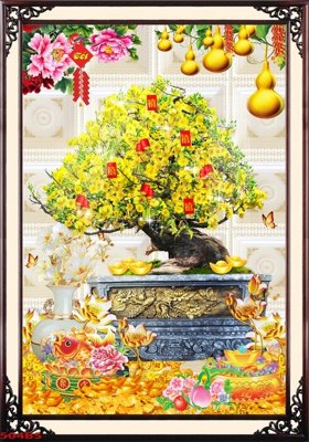 File gốc in tráng gương File tranh chậu mai bonsai 504BS chi tiết