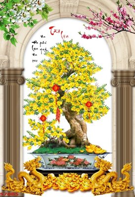 File PSD File tranh chậu mai bonsai 570BS (bản gốc) chất lượng nhất