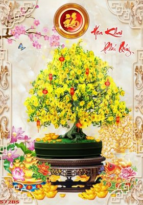 File in ấn File tranh chậu mai bonsai 572BS (bản gốc) sắc nét