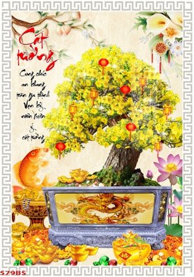 Hình ảnh file gốc File tranh chậu mai bonsai 579BS cho in UV