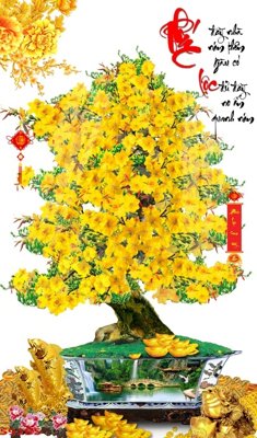File in trần File tranh chậu mai bonsai 592BS (bản gốc) trời sao