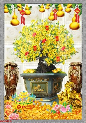 File gốc in ấn File tranh chậu mai bonsai 606BS chuẩn màu CMYK