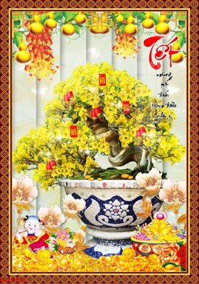 File tranh File tranh chậu mai bonsai 622BS (gốc) phong cách tối giản