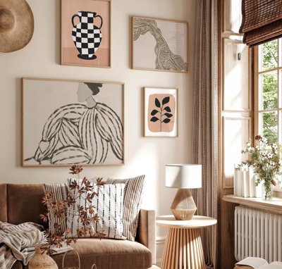 File gốc File tranh bộ nhiều tấm in nhà hàng khách sạn tối giản A1011 (in mica) trang trí