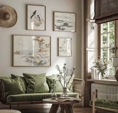 File tranh gốc File tranh bộ nhiều tấm in nhà hàng khách sạn tối giản A1040 chủ đề hiện đại