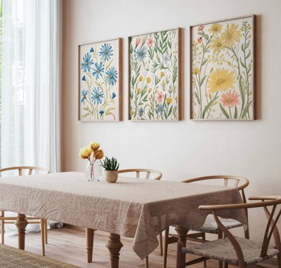 Tải file File tranh bộ nhiều tấm in nhà hàng khách sạn tối giản A1102 (gốc) chủ đề hoa sen