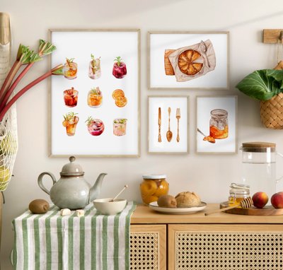 File gốc File tranh bộ nhiều tấm in nhà hàng khách sạn tối giản A1146 (in tráng gương) nghệ thuật