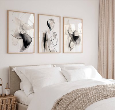 File ảnh File tranh bộ nhiều tấm in nhà hàng khách sạn tối giản A1251 (gốc) in PP, decal