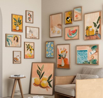 File gốc File tranh bộ nhiều tấm in nhà hàng khách sạn tối giản A1310 (in 3D) nghệ thuật