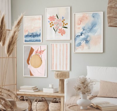 File tranh File tranh bộ nhiều tấm in nhà hàng khách sạn tối giản A1340 (bản gốc) in lụa 3D