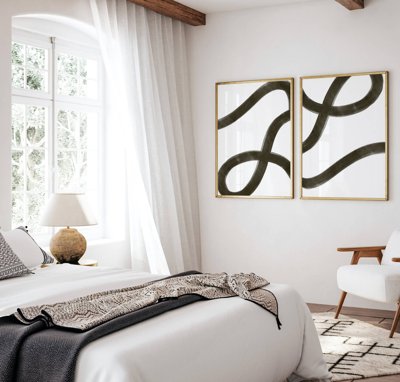 File ảnh File tranh bộ nhiều tấm in nhà hàng khách sạn tối giản A1554 (gốc) in poster