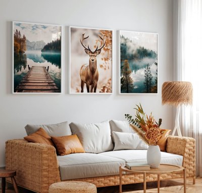 File gốc File tranh bộ nhiều tấm in nhà hàng khách sạn tối giản A1612 (in ấn) không giới hạn