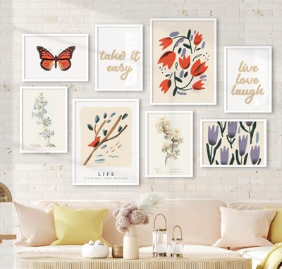 File tranh in tráng gương File tranh bộ nhiều tấm in nhà hàng khách sạn tối giản A1680 (siêu nét)