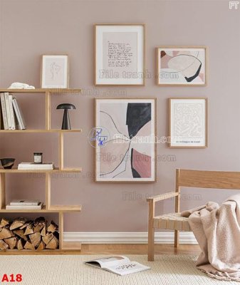 File in trần File tranh bộ nhiều tấm A18 (bản gốc) hoa văn