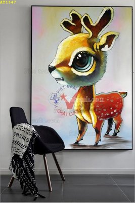 File in trần File tranh hiện đại Sơn Dầu AT1347 (bản gốc) mây trời