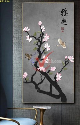 File tranh gốc in trần nhà File tranh hiện đại Sơn Dầu AT1734 3D