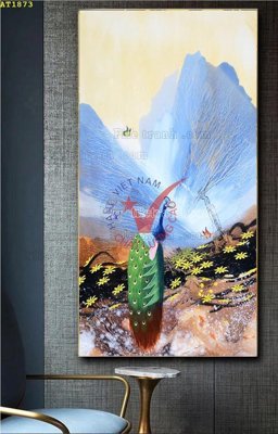 File gốc File tranh hiện đại Sơn Dầu AT1873 (in lụa) tranh phong thủy