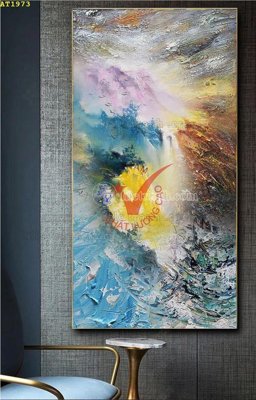 File gốc File tranh hiện đại Sơn Dầu AT1973 (in tráng gương) ốp tường