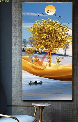 File gốc File tranh hiện đại Sơn Dầu AT2050 (in lụa) họa tiết 3D