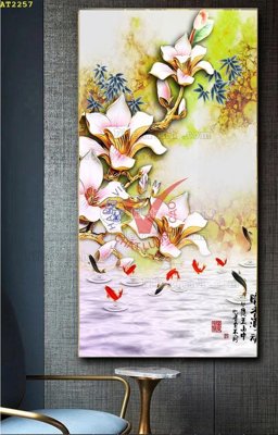 File gốc File tranh hiện đại Sơn Dầu AT2257 (in lụa) hoa văn cổ điển