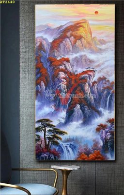 File tranh in trần 3D File tranh hiện đại Sơn Dầu AT2440 (ảnh gốc)