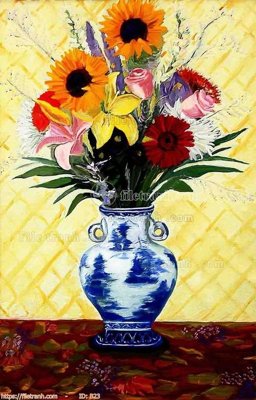 Ảnh gốc file gốc bình hoa B23 (độ nét cao) in mica