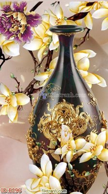 File tranh in trần file gốc bình hoa B296 (ảnh gốc siêu nét)