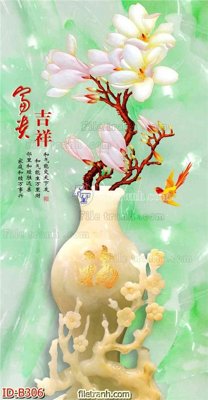 File tranh file gốc bình hoa B306 (bản gốc) in lụa 3D