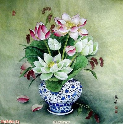 File in trần file gốc bình hoa B346 (bản gốc) mây trời