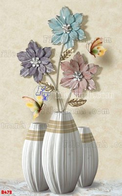 Tải file File tranh bình hoa B478 (ảnh gốc) in tranh kính