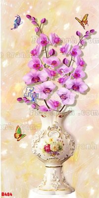Tải file File tranh bình hoa B484 (gốc) in tranh tráng gương