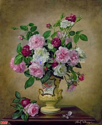 File gốc File tranh bình hoa B487 (in tráng gương) ốp tường