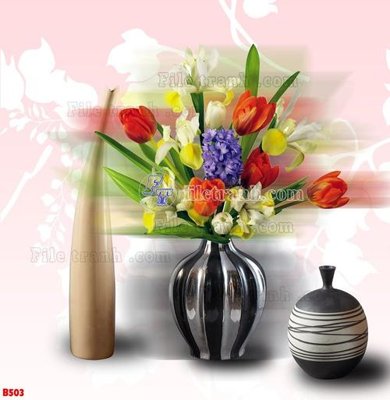 File gốc File tranh bình hoa B503 (in lụa) trang trí tường