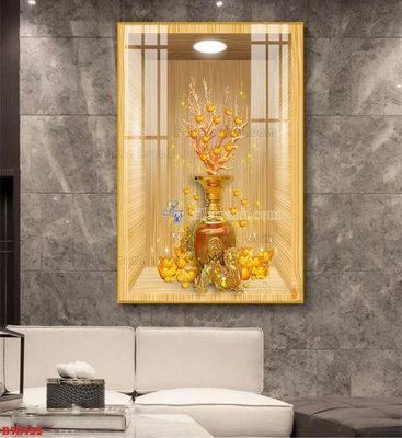 File gốc File tranh bình hoa 5D ô trưng bày đèn rọi B5D122 (in tráng gương) nghệ thuật