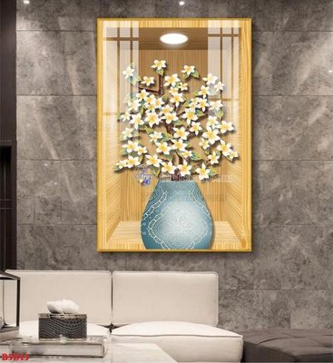 File tranh File tranh bình hoa 5D ô trưng bày đèn rọi B5D13 (ảnh gốc) không bị mờ