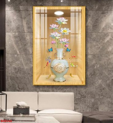 File tranh in mica File tranh bình hoa 5D ô trưng bày đèn rọi B5D146 (độ phân giải cao)