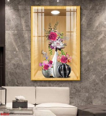 File tranh File tranh bình hoa 5D ô trưng bày đèn rọi B5D15 (ảnh gốc) độc quyền