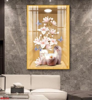 Tải file File tranh bình hoa 5D ô trưng bày đèn rọi B5D151 (ảnh gốc) in gạch 3D