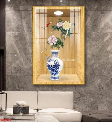 File ảnh gốc File tranh bình hoa 5D ô trưng bày đèn rọi B5D176 (chuyên in mica)