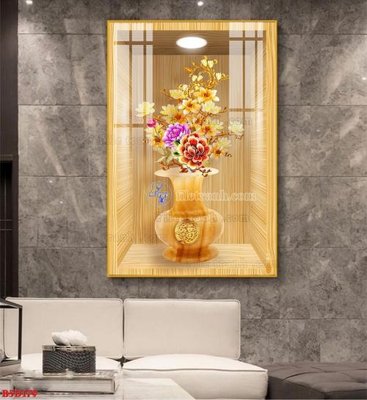 File tranh File tranh bình hoa 5D ô trưng bày đèn rọi B5D179 (gốc) chủ đề trừu tượng