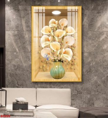 File gốc in tráng gương File tranh bình hoa 5D ô trưng bày đèn rọi B5D20 chi tiết