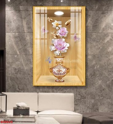 Tệp tin gốc File tranh bình hoa 5D ô trưng bày đèn rọi B5D202 (dùng cho in ấn) chuyên nghiệp