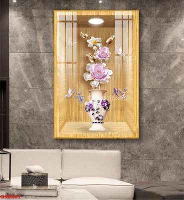 Hình ảnh file gốc File tranh bình hoa 5D ô trưng bày đèn rọi B5D205 cho in UV