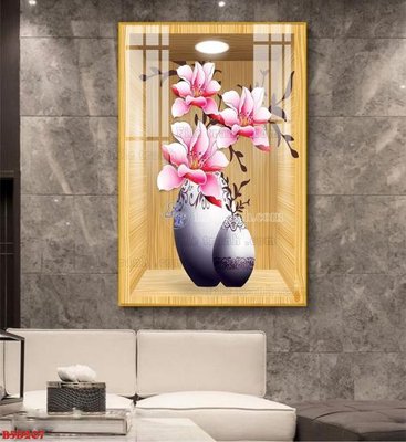 Download file ảnh gốc File tranh bình hoa 5D ô trưng bày đèn rọi B5D207 để in ấn
