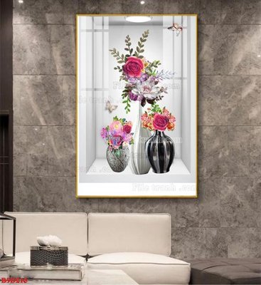 File tranh File tranh bình hoa 5D ô trưng bày đèn rọi B5D216 (gốc) in film