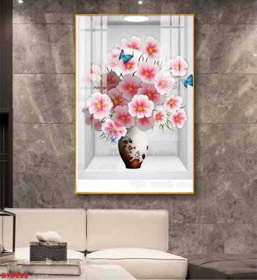 File gốc File tranh bình hoa 5D ô trưng bày đèn rọi B5D222 (AI/EPS) cho in ấn